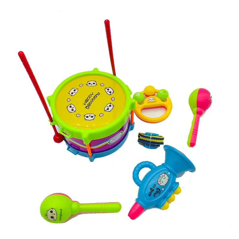 Kit de 5 Instruments de Percussion pour Enfants | Tambour, Trompette, Jouet Éducatif Apprentissage Précoce pour Enfants