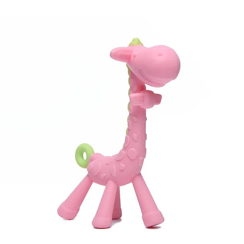 Anneau de Dentition Girafe en Silicone pour Bébé - Jouet Molaire Souple et Sûr pour Poussées Dentaires - Cadeau de Naissance sans BPA