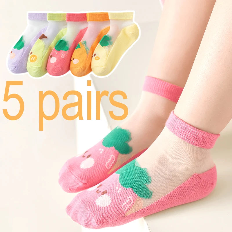 Kinder Sokken met Fruitprint | 5-Pack Ademend & Zomerproof