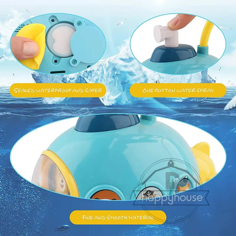 Jouet de Bain Électrique Rechargable – Sous-Marin Douche Bébé avec Ventouse & Jet d’Eau