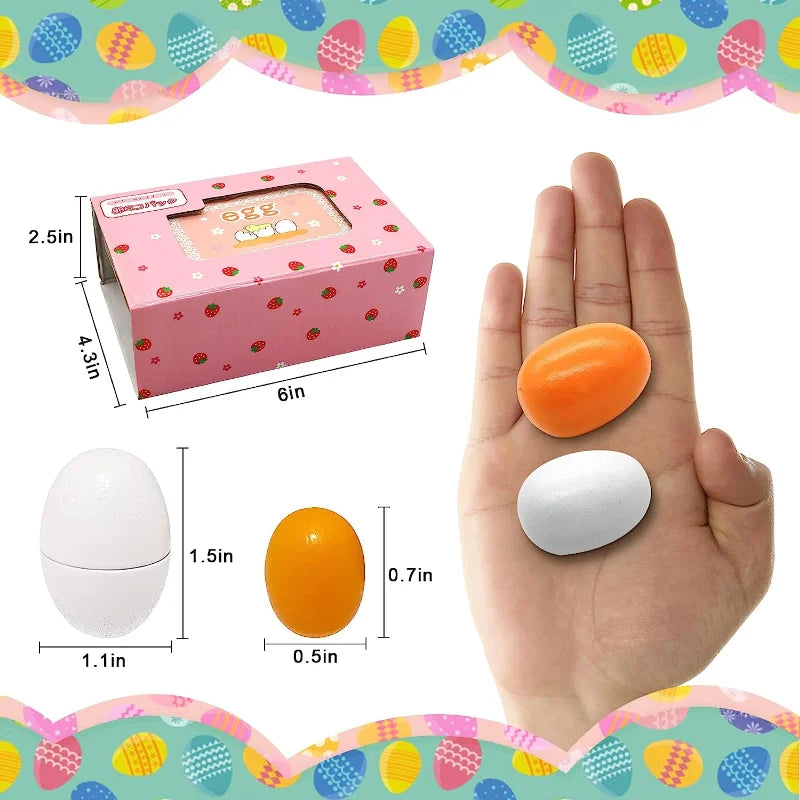 Set de 6 Œufs en Bois - Jouet de Cuisine pour Enfants, Nourriture de Jeu d’Imitation pour le Développement Précoce des Bébés King of Toys