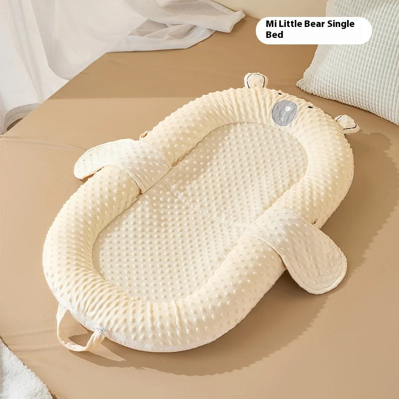 Lit Nid Bébé Portable et Respirant - Cocon de Sommeil Anti-Régurgitation et Réducteur de Lit Motif Ours