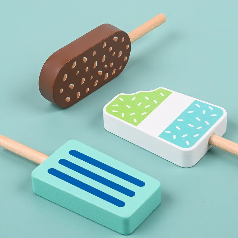 Jouets en Bois Glaces Montessori - Jeu d’Imitation Alimentaire pour Enfants de 3 à 5 Ans, Accessoires de Cuisine King of Toys
