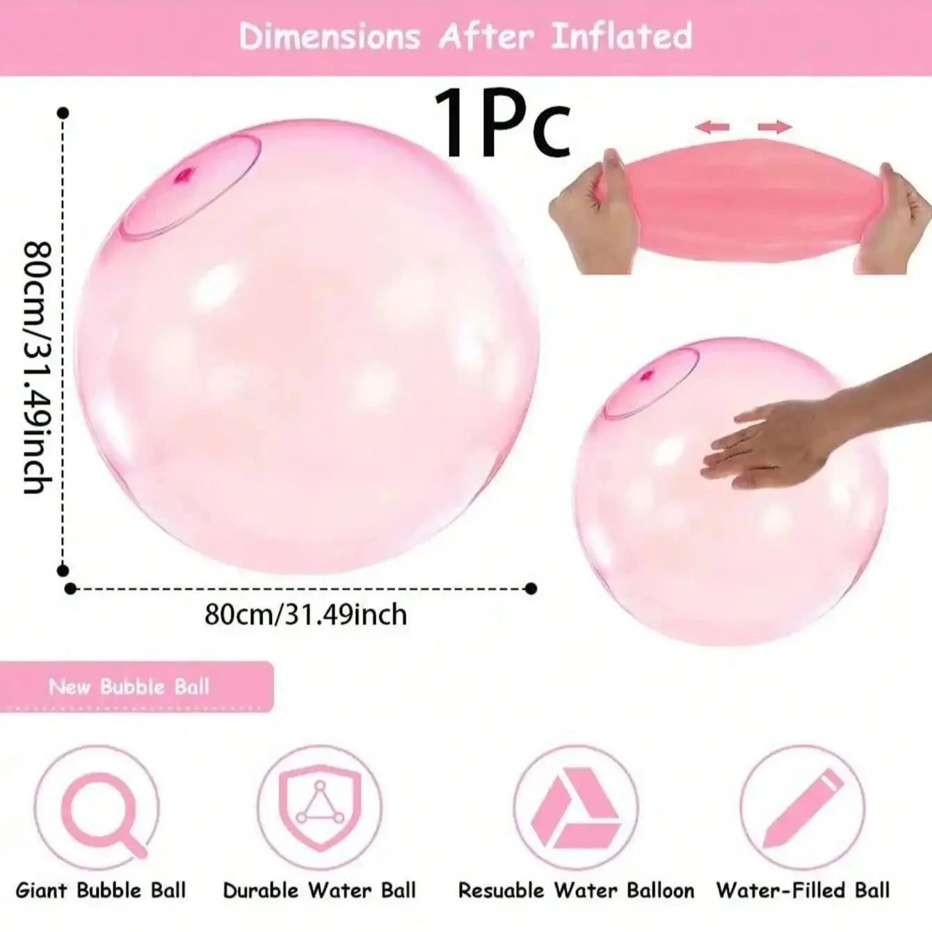 Ballon d'Eau Géant Gonflable – Wubble Bubble pour Jeux d'Extérieur et Piscine