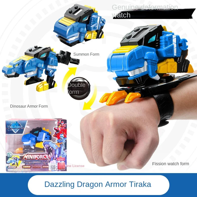 Montre secrète mini agent - Jouet robot dinosaure déformable, cadeau créatif pour garçons King of Toys
