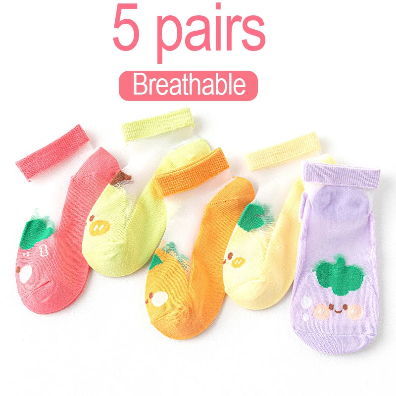 Kinder Sokken met Fruitprint | 5-Pack Ademend & Zomerproof