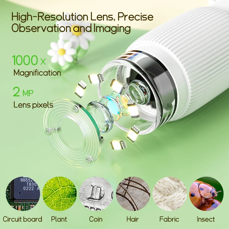 Microscope enfant 1000x - Loupe avec fonction photo et vidéo LED, jouet éducatif scientifique King of Toys