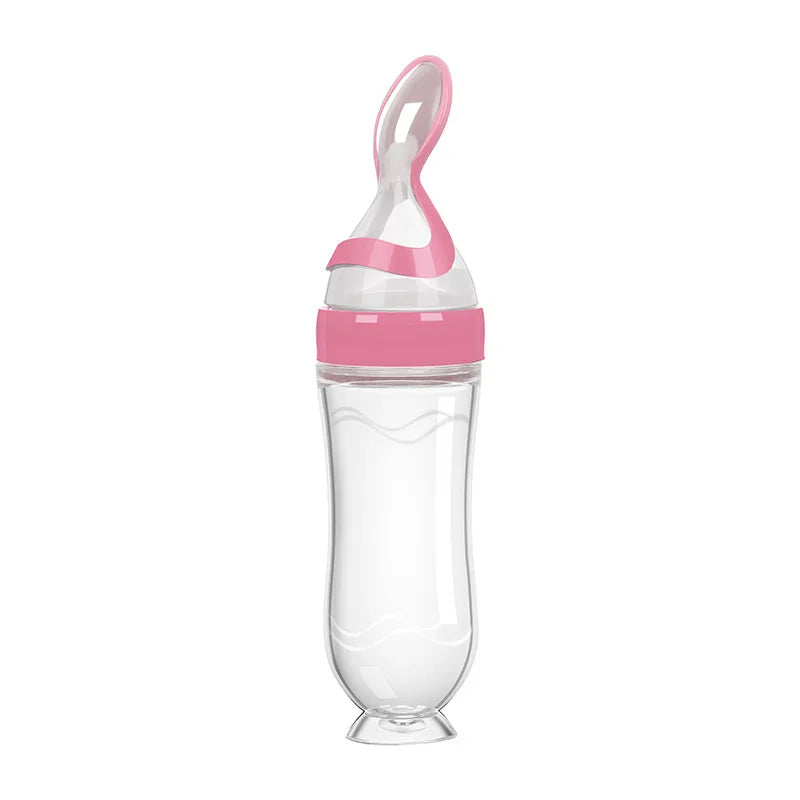 Biberon Cuillère Distributeur en Silicone 90ml pour Bébé - Outil d'Alimentation Sûr et Facile pour les Premières Purées