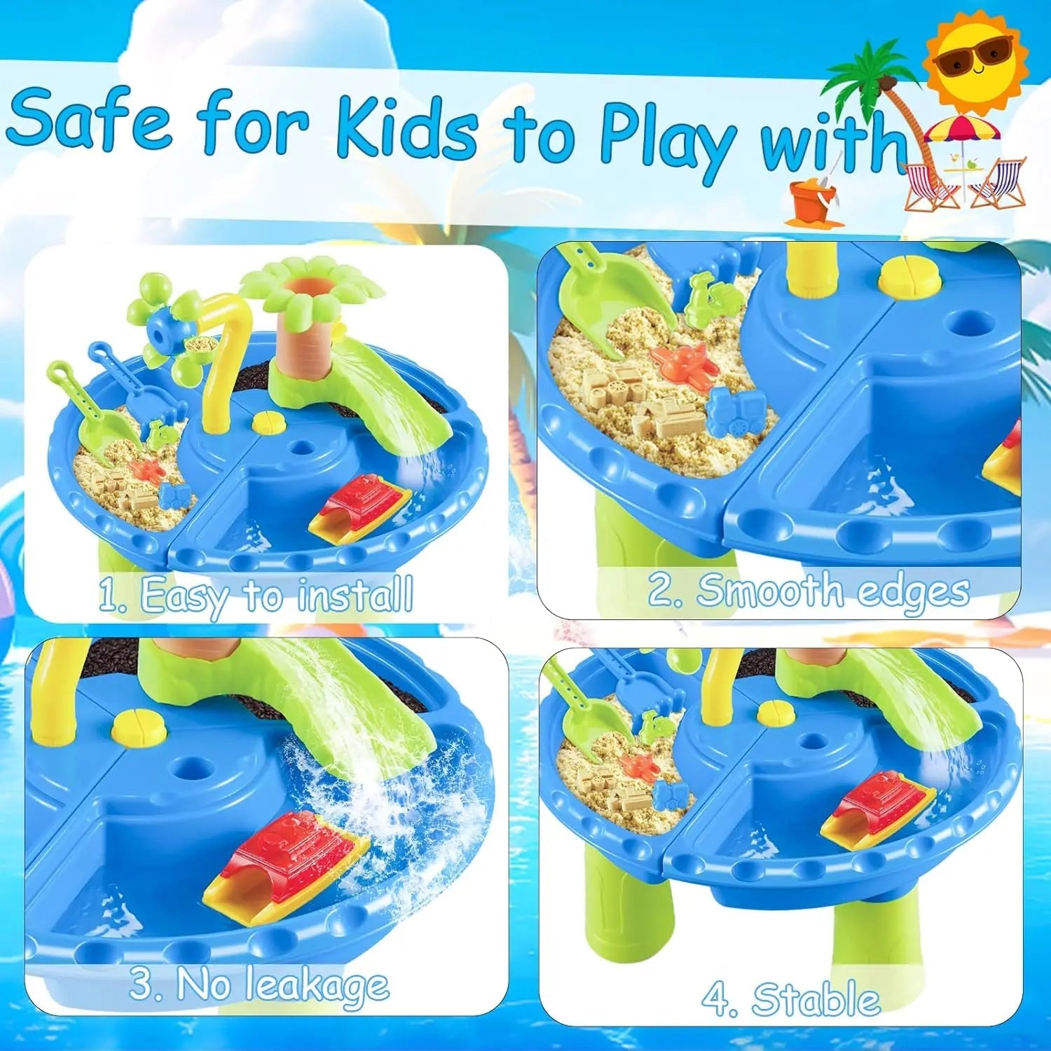 Table d'Eau et Bac à Sable pour Enfants, Jeu Sensoriel Extérieur avec Jouets de Sable et Piscine Éclaboussures, Activité d'Été pour Tout-petits King of Toys