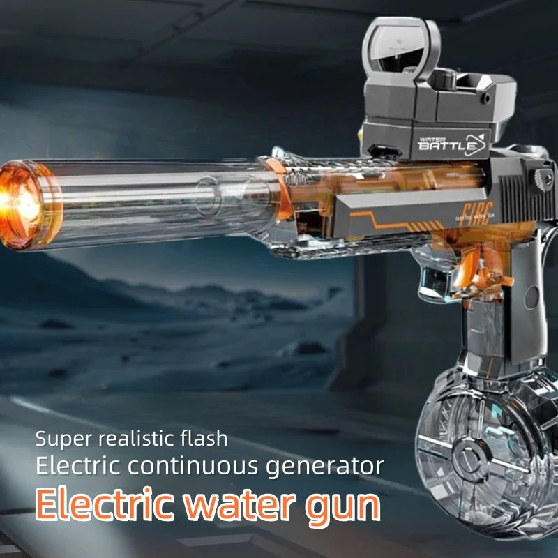 Pistolet à eau super électrique avec détection du débit d'eau, lumière, remplissage rapide de l'eau, jouet idéal pour les garçons et les filles.