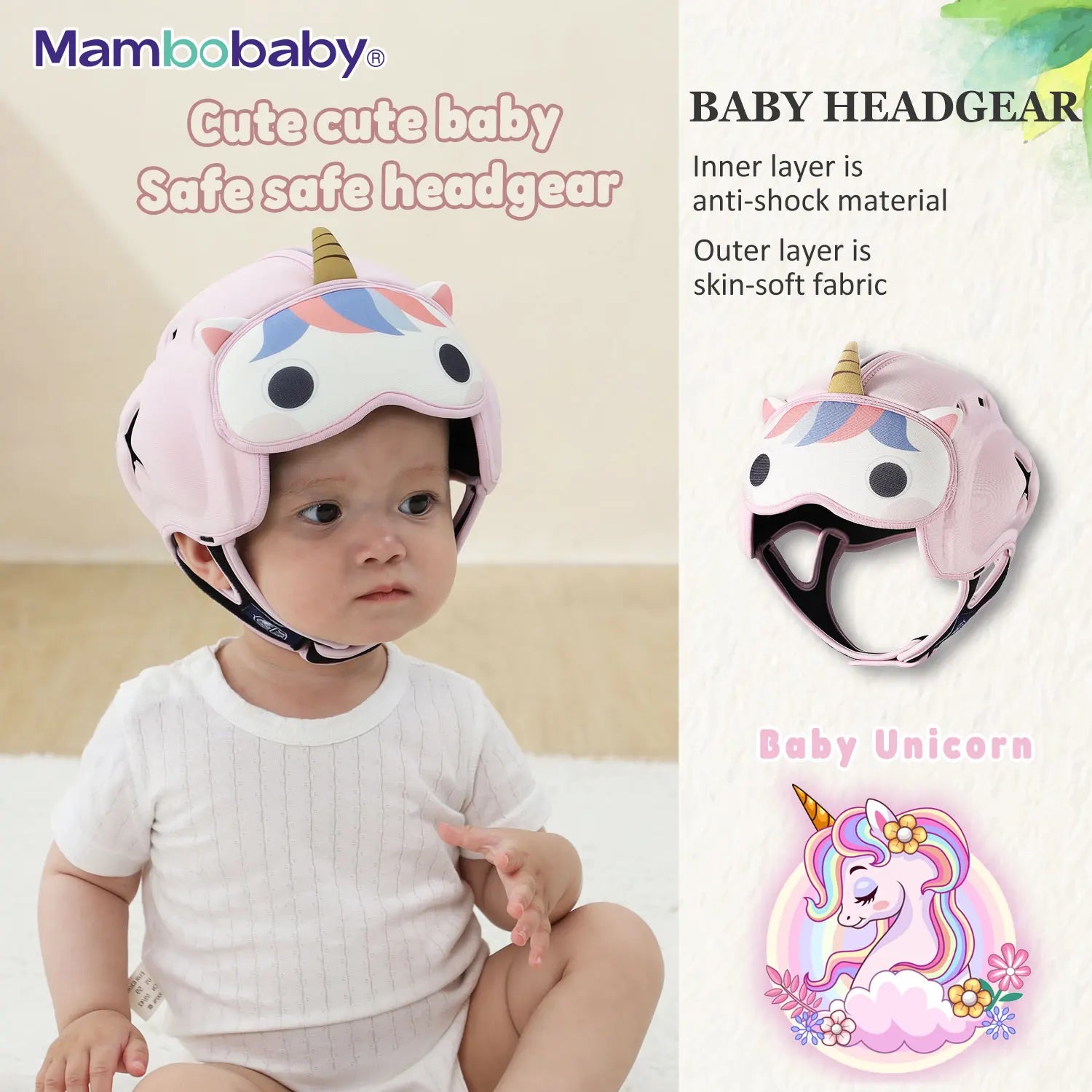 Casque de Sécurité Anti-Choc Mambobaby pour Bébé 6-30 Mois - Protection Tête Enfant Apprentissage Ramper et Marcher