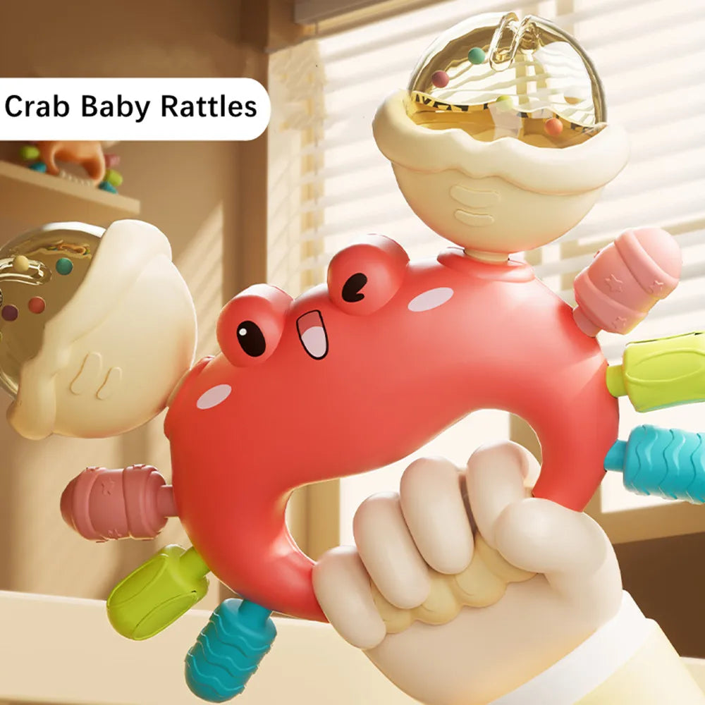 Hochet Main Bébé et Jouet de Dentition – Crabe Sensoriel Éducatif