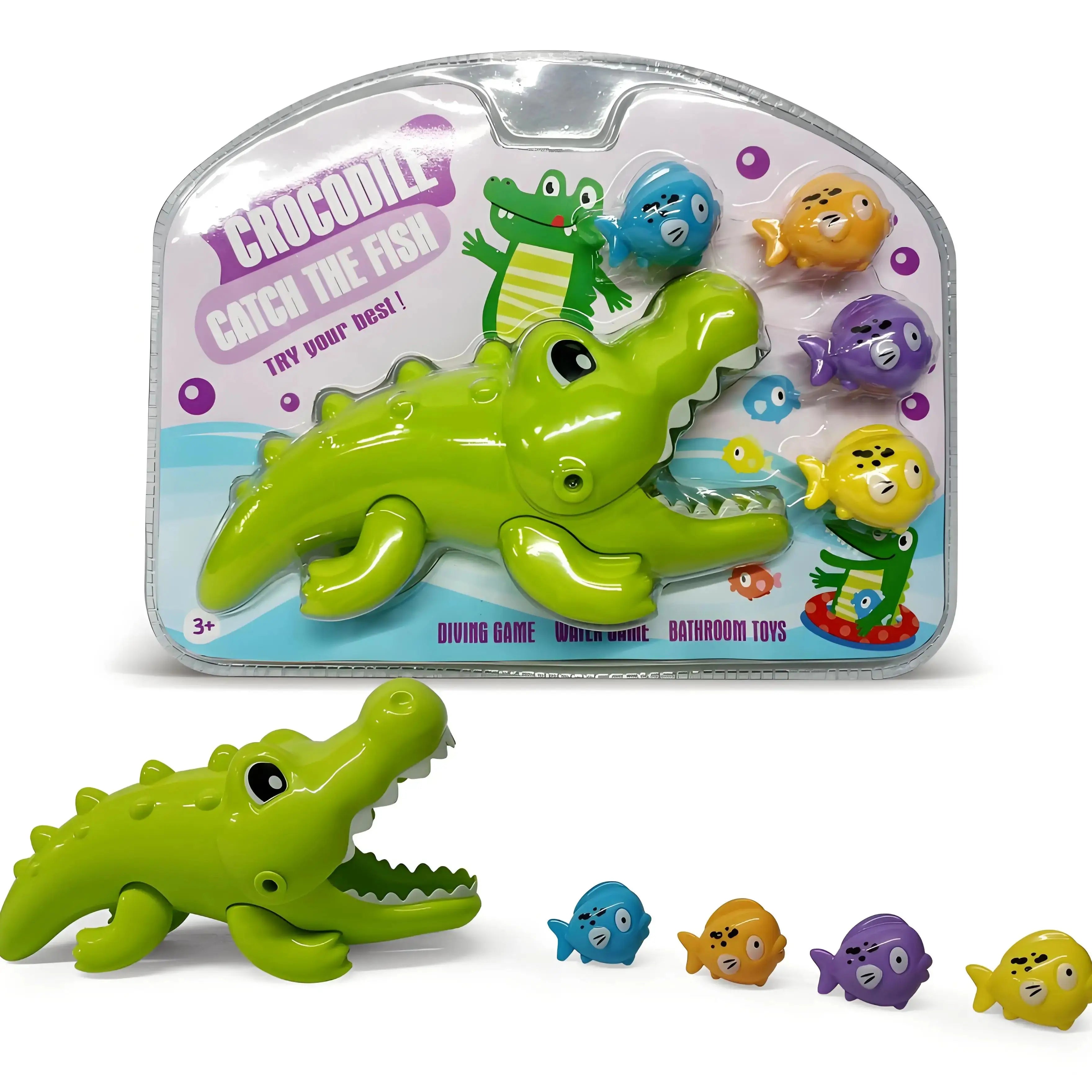 Grand Crocodile Jouet d'eau de bain pour les enfants Jeu de mangeur de petits poissons Jeu éducatif créatif pour la piscine Fun d'eau