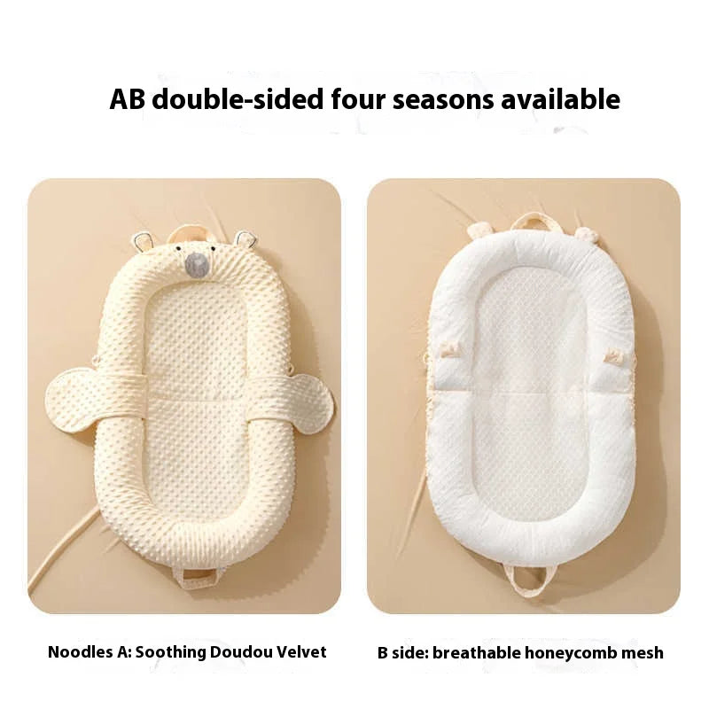 Lit Nid Bébé Portable et Respirant - Cocon de Sommeil Anti-Régurgitation et Réducteur de Lit Motif Ours