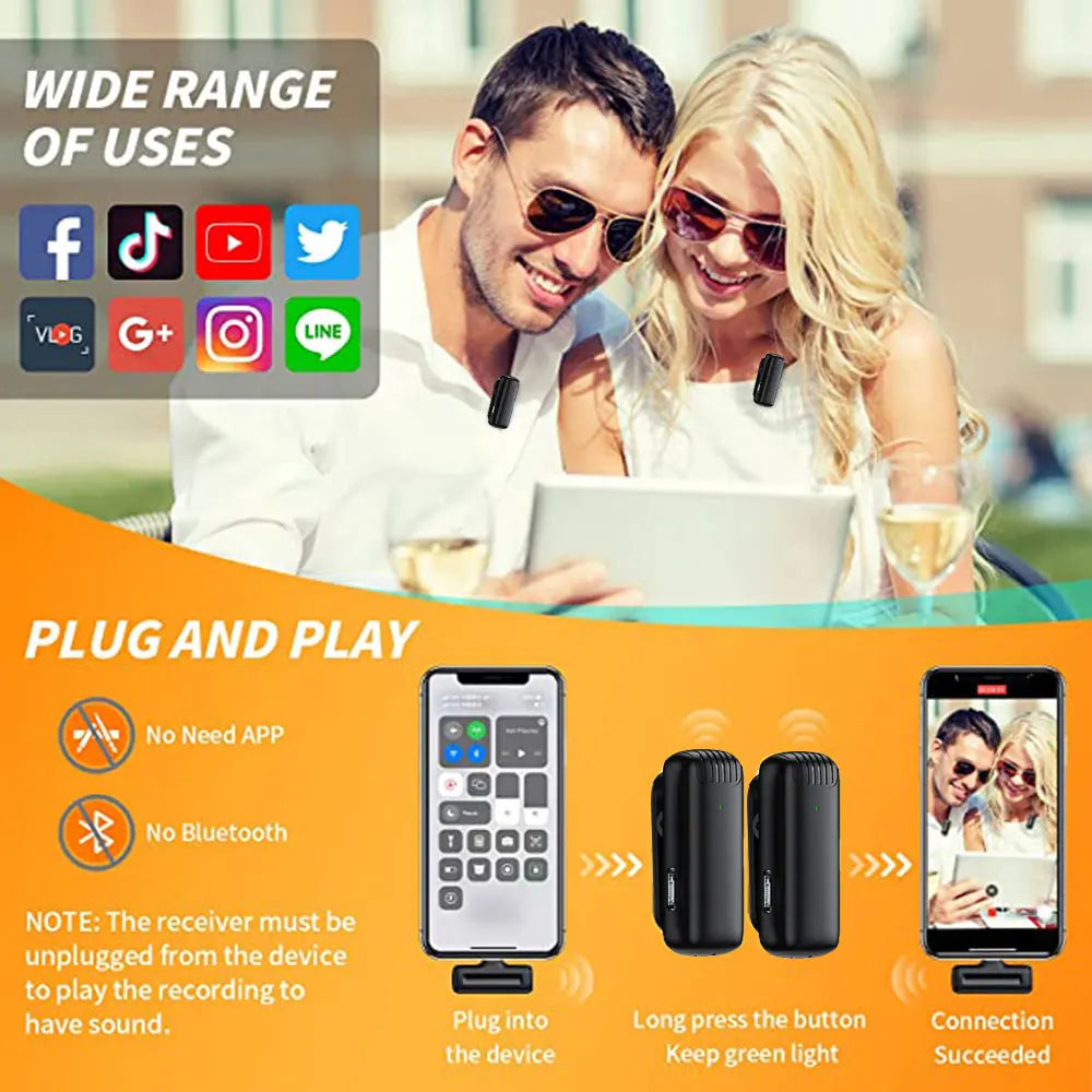 Boîtier de recharge pour microphone Lavalier sans fil | Micro audio portable pour enregistrement, compatible avec iPhone et Android King of Toys