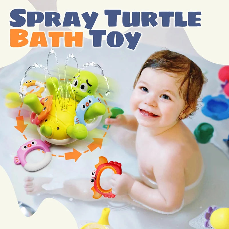 Tortue Arroseuse Jouet d’Été pour Bain Bébé – Jouet d’Eau Flottant avec 5 Anneaux pour Piscine & Douche