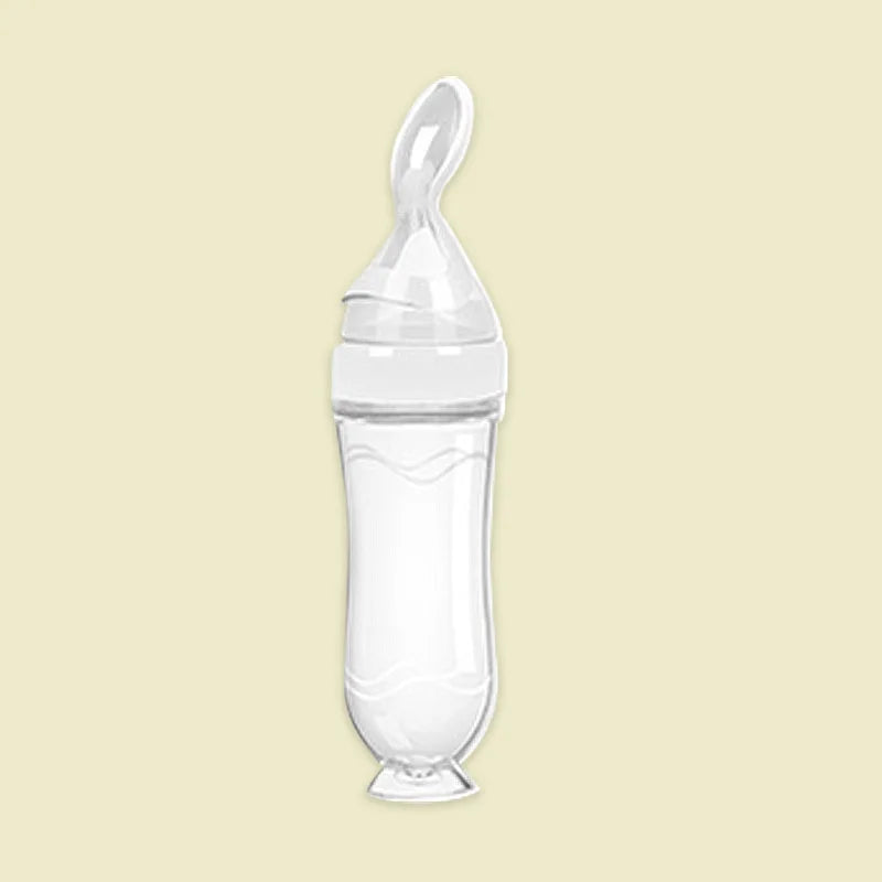 Biberon Cuillère Distributeur en Silicone 90ml pour Bébé - Outil d'Alimentation Sûr et Facile pour les Premières Purées