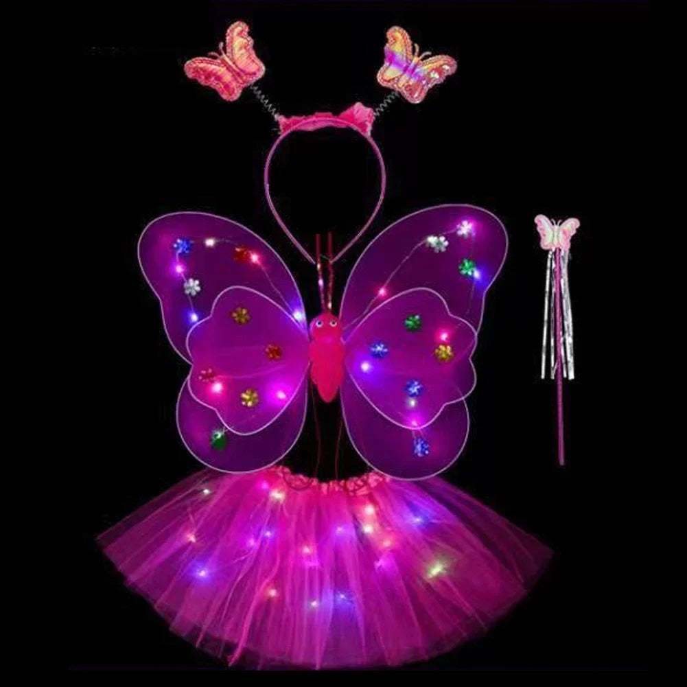 Ailes de fée lumineuses + baguette - Accessoire déguisement fille King of Toys