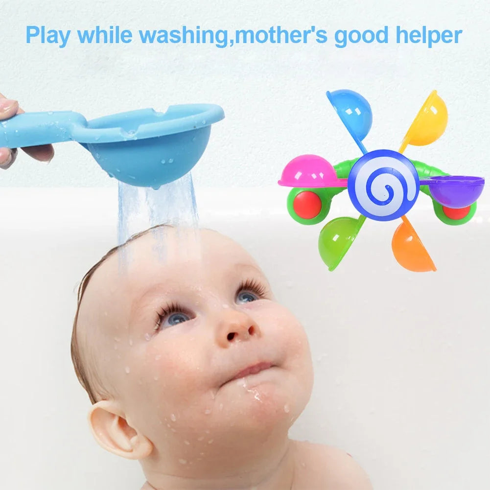 Jouet de Bain Roue à Eau Colorée – Set de Douche Rotatif à Ventouse pour Baignoire Bébé