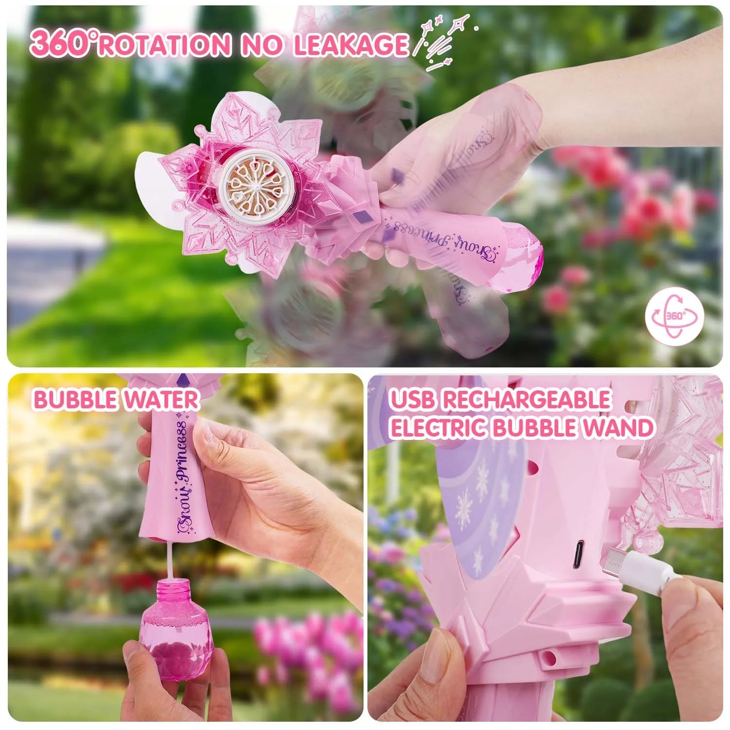 Baguette à bulles rechargeable X2 pour enfants - Pistolet à bulles automatique avec LED et musique, amusant pour l'extérieur, pour filles et garçons. King of Toys