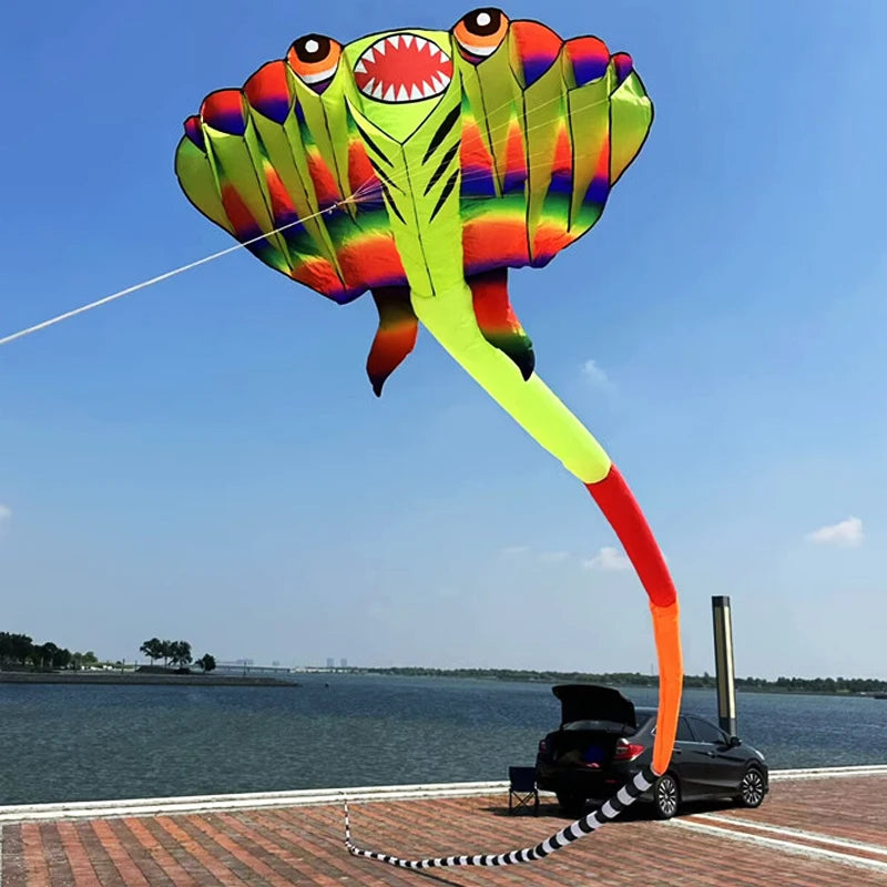 Cerf-Volant Ray 3D Doux de 12,5 M, 9 Entrées d'Air, Cerf-Volant Géant Animal Gonflable de Plage, Facile à Voler, Sac de Protection Anti-Déchirure King of Toys