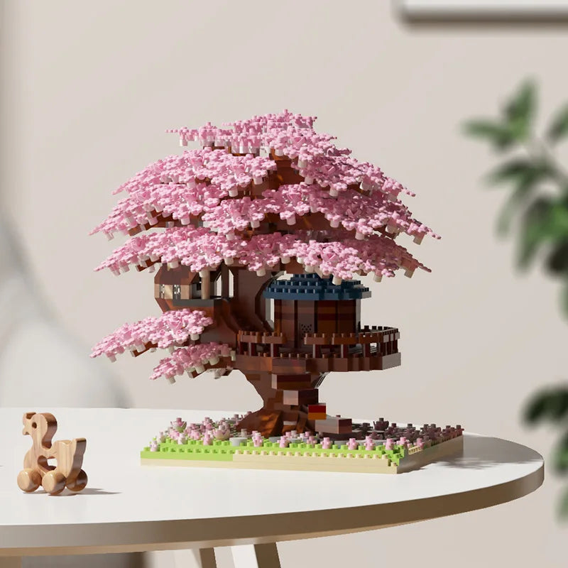 Maison d'Arbre en Fleurs de Cerisier, Modèle Difficile pour Filles, Jouet d'Assemblage King of Toys