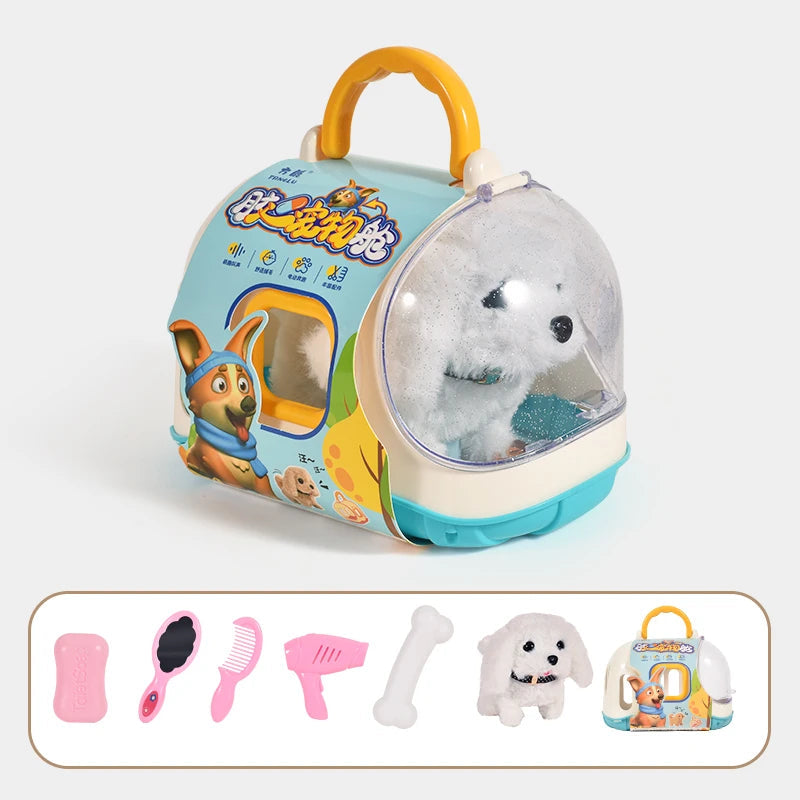 Jouet chiot en peluche interactif - Animal électronique réaliste qui marche et aboie, jeu d'imitation pour enfants et filles King of Toys