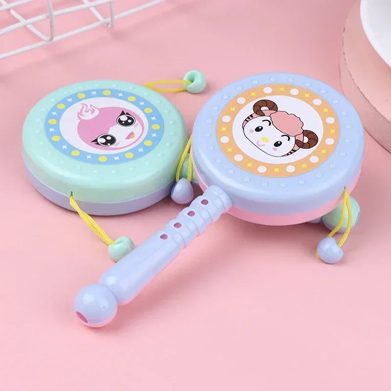 Hochet Tambour Rotatif en Plastique pour Bébé - Jouet Musical d'Éveil Précoce à Motifs d'Animaux pour Garçons et Filles