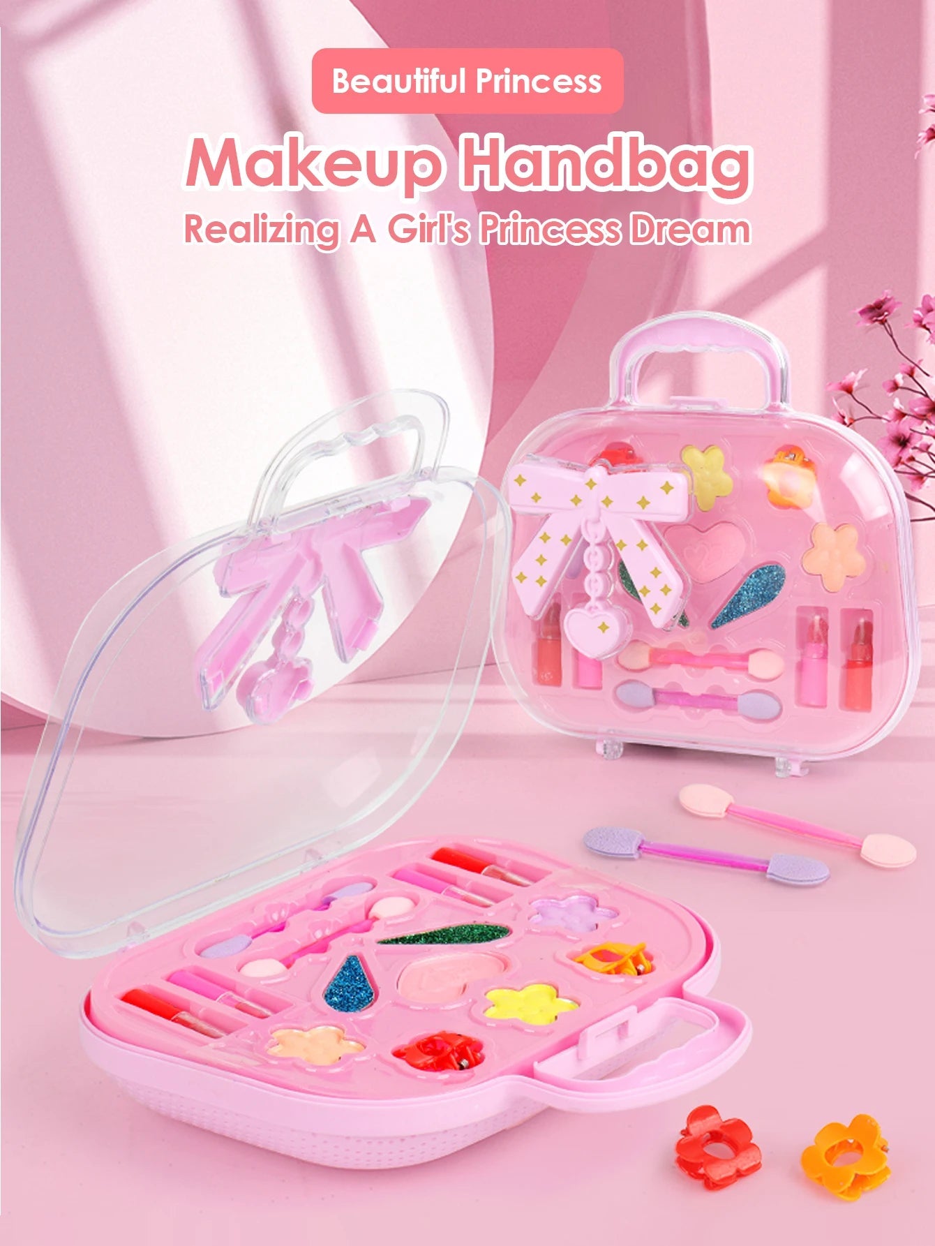 Petite Mallette Beauté pour Filles - Jouet Sac à Main Maquillage Lavable, Kit Beauté Princesse pour Jeu d'Imitation King of Toys