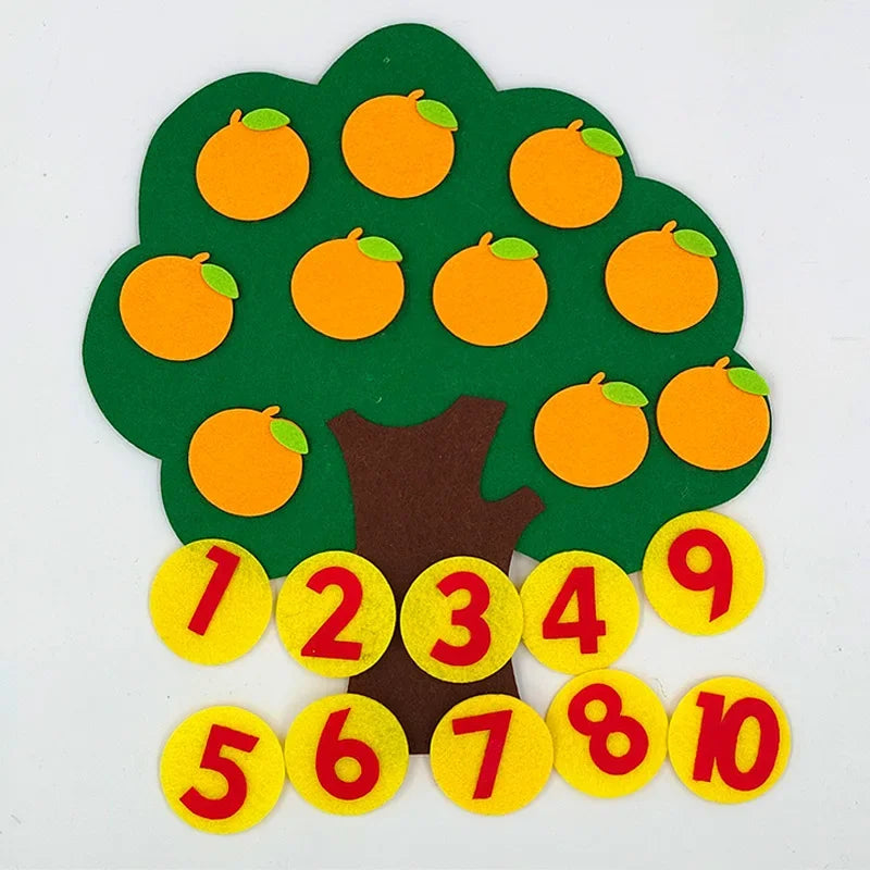 Puzzle de Fruits en Feutrine Pour Enfants DIY | Jouets Montessori Carotte Pommier Faits à la Main en Tissu Non Tissé