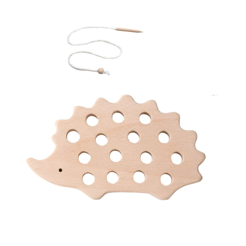 Planche à Fil Hérisson en Bois Montessori | Jouet Éducatif Développement Motricité Fine, Activité à Enfiler avec Perles et Boutons pour Enfants 3+ King of Toys