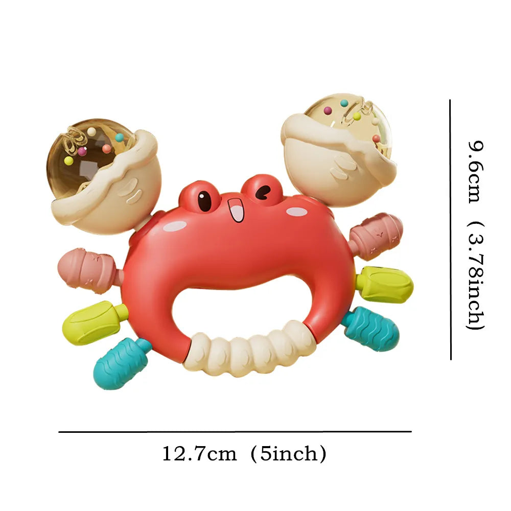 Hochet Main Bébé et Jouet de Dentition – Crabe Sensoriel Éducatif