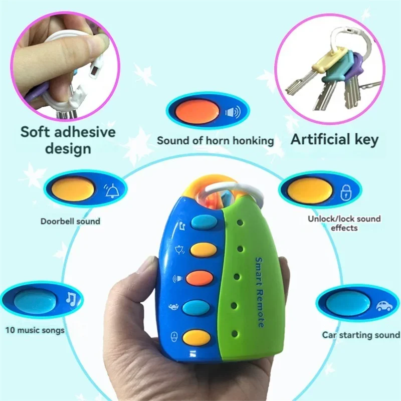 Montessori Busy Board | Jouet de Simulation de Clé de Voiture Éducatif avec Lumières et Musique, Effet Sonore de Voiture pour Enfants