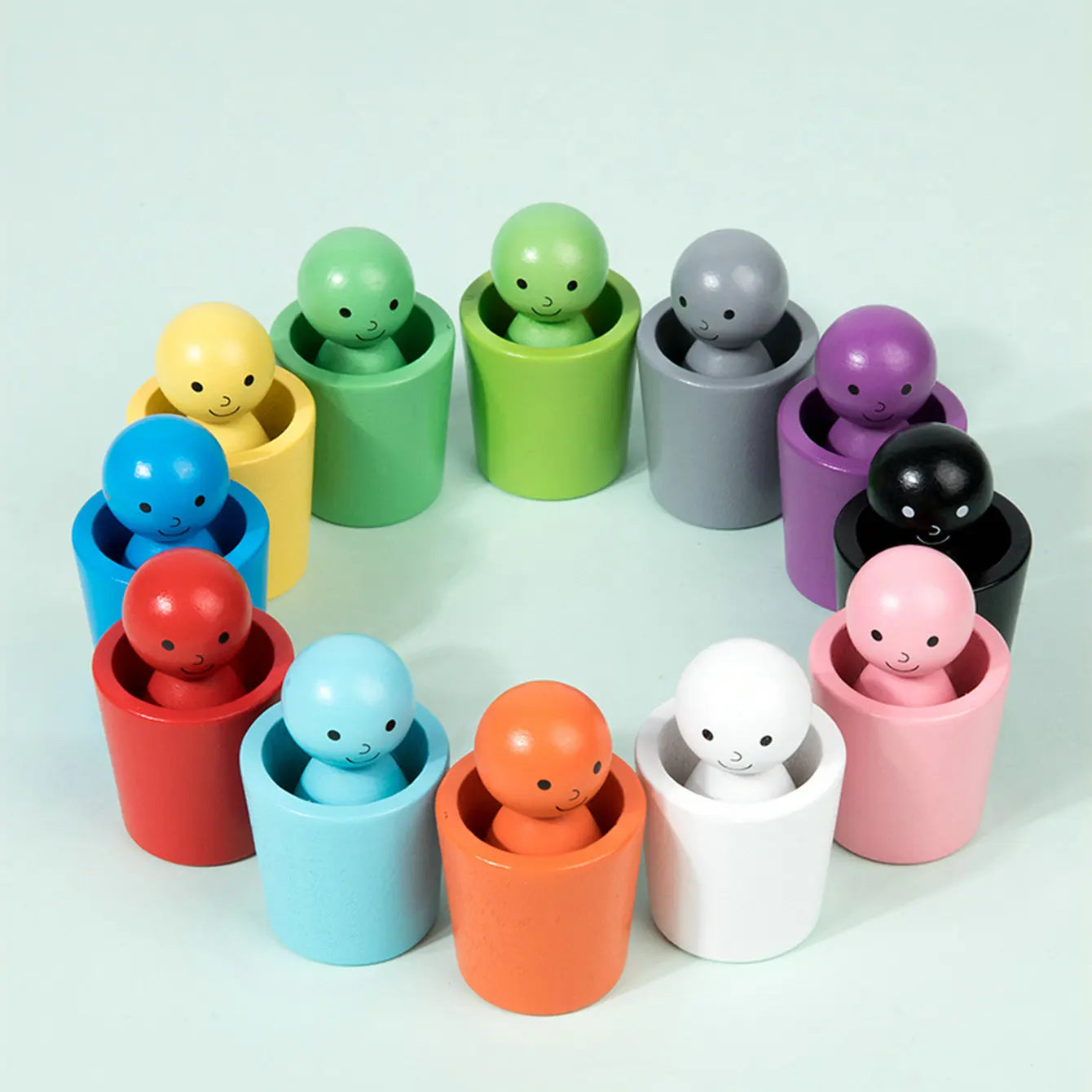 Jouet en bois Montessori pour bébé - Ballon arc-en-ciel et gobelets pour jeux de tri de couleurs et d'apprentissage des chiffres King of Toys