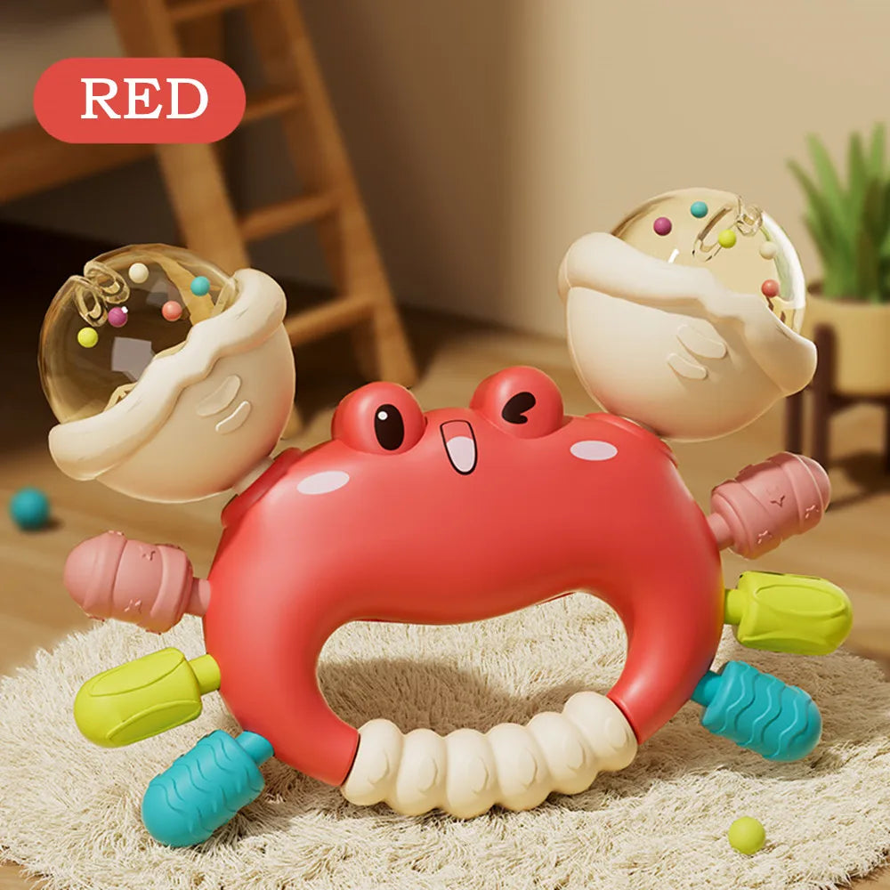 Hochet Main Bébé et Jouet de Dentition – Crabe Sensoriel Éducatif