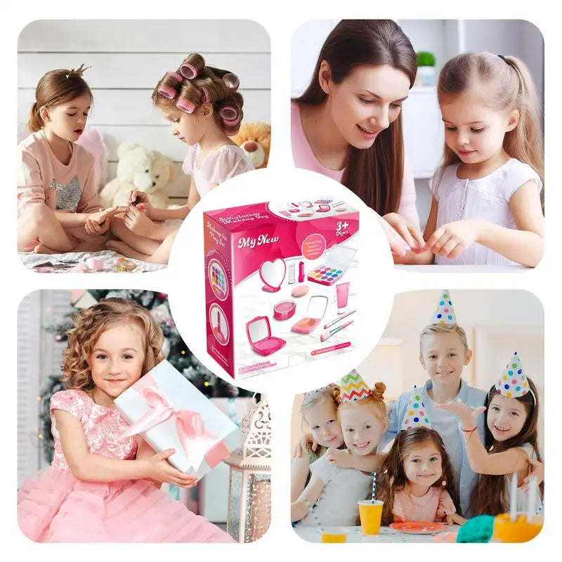 Kit de Maquillage d'Imitation pour Enfants 3 Ans et Plus - Trousse de Beauté Fille Jouet pour Jeu de Rôle - Cadeau Anniversaire Noël