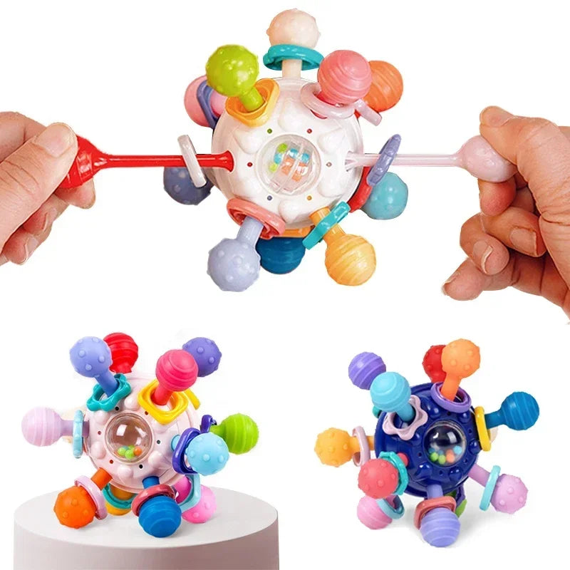 Jouets Montessori Bébé 0-12 Mois - Hochets Sensoriels et Anneaux de Dentition en Silicone, Jouets de Développement pour Tout-Petits