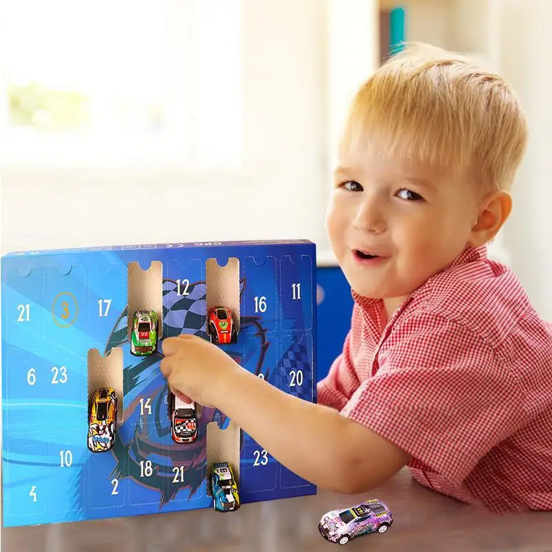 Calendrier de l'Avent Noël 24 Jours pour Enfants | Voiture Digitale de Course, Cadeau de Noël, Compte à Rebours Fun pour Petits King of Toys