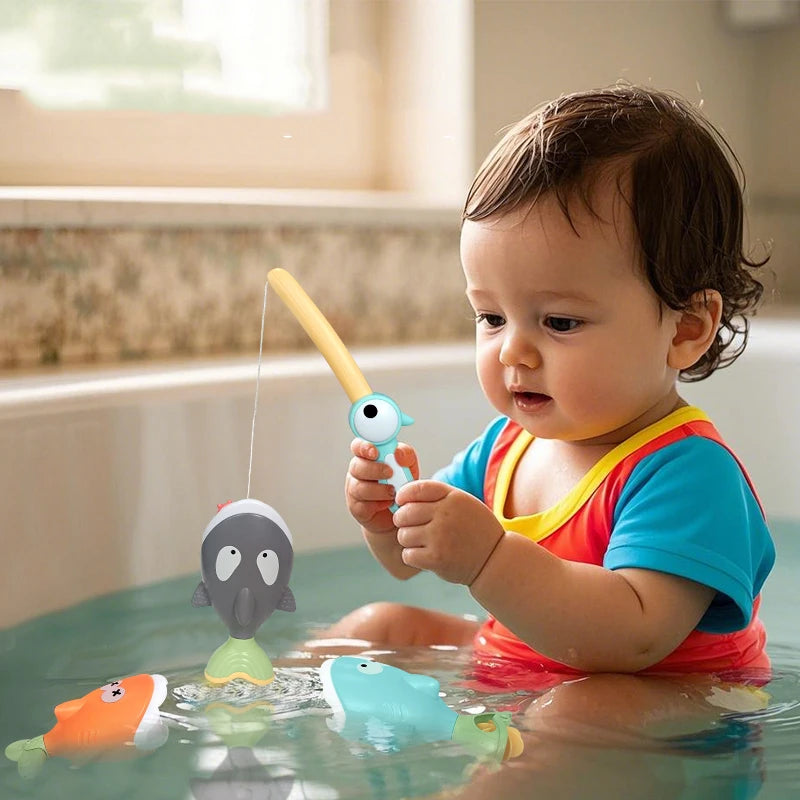 Jouet de pêche magnétique Jouet d'eau flottant Jouet de bain requin Jouet de salle de bain piscine d'été Jouets de bain pour bébé de 18 mois