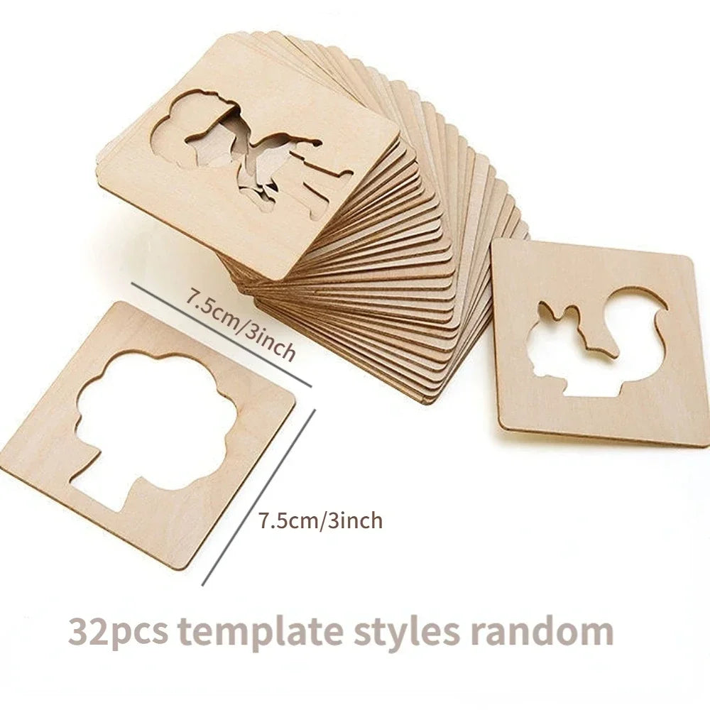 Gabarits de peinture Montessori - 32/20 pièces, jouets éducatifs DIY en bois pour enfants, idées cadeaux ludiques et éducatives King of Toys