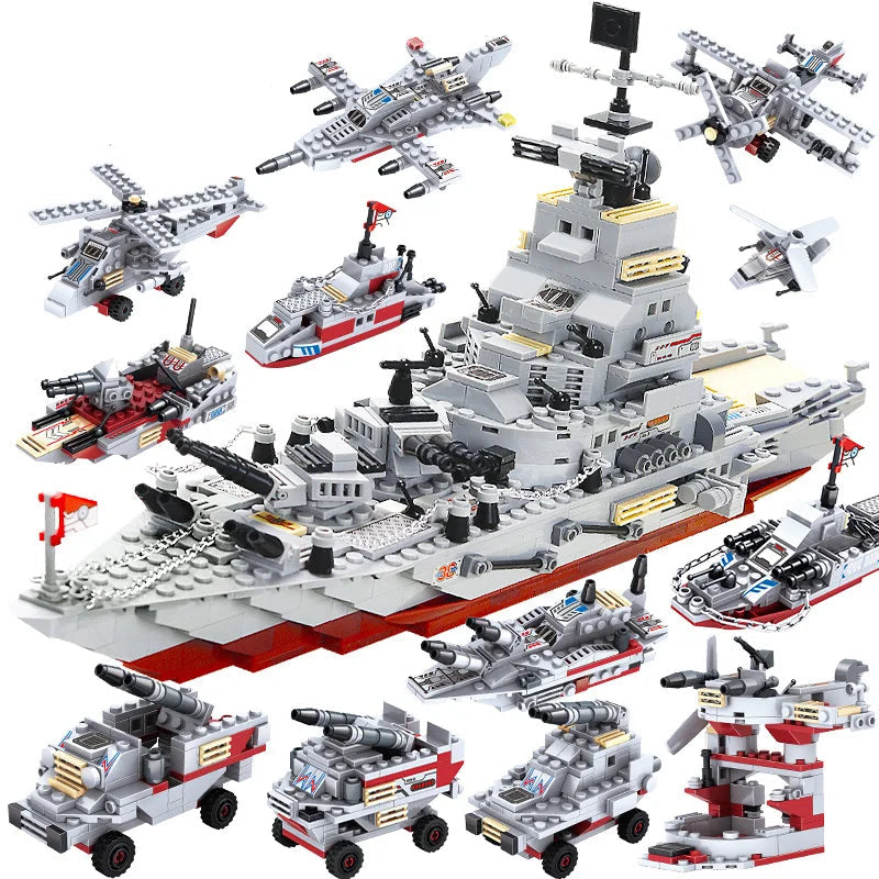 Modèle de Bateau de Guerre, Blocs de Construction Armée Navire, Jouet pour Enfants, Cadeau de Noël King of Toys