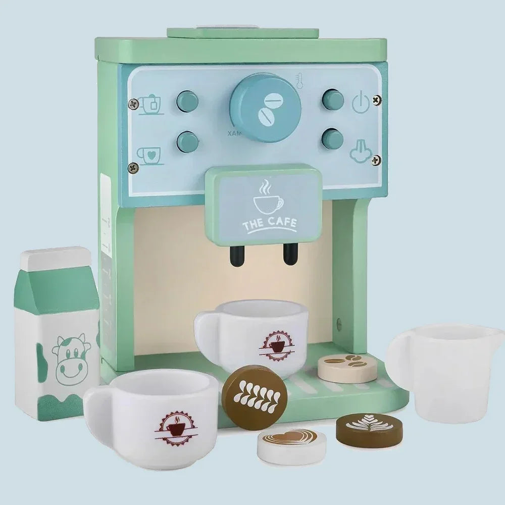 Ensemble de Jouets de Cuisine en Bois - Machine à Café et Fabricant de Biscuits Simulés, Jeu Éducatif pour Filles et Garçons King of Toys