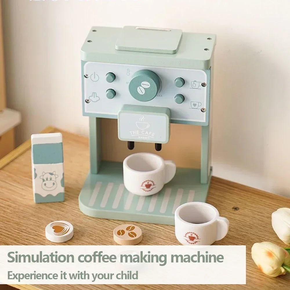 Ensemble de Jouets de Cuisine en Bois - Machine à Café et Fabricant de Biscuits Simulés, Jeu Éducatif pour Filles et Garçons King of Toys