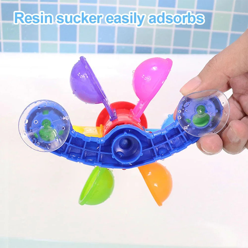 Jouet de Bain Roue à Eau Colorée – Set de Douche Rotatif à Ventouse pour Baignoire Bébé