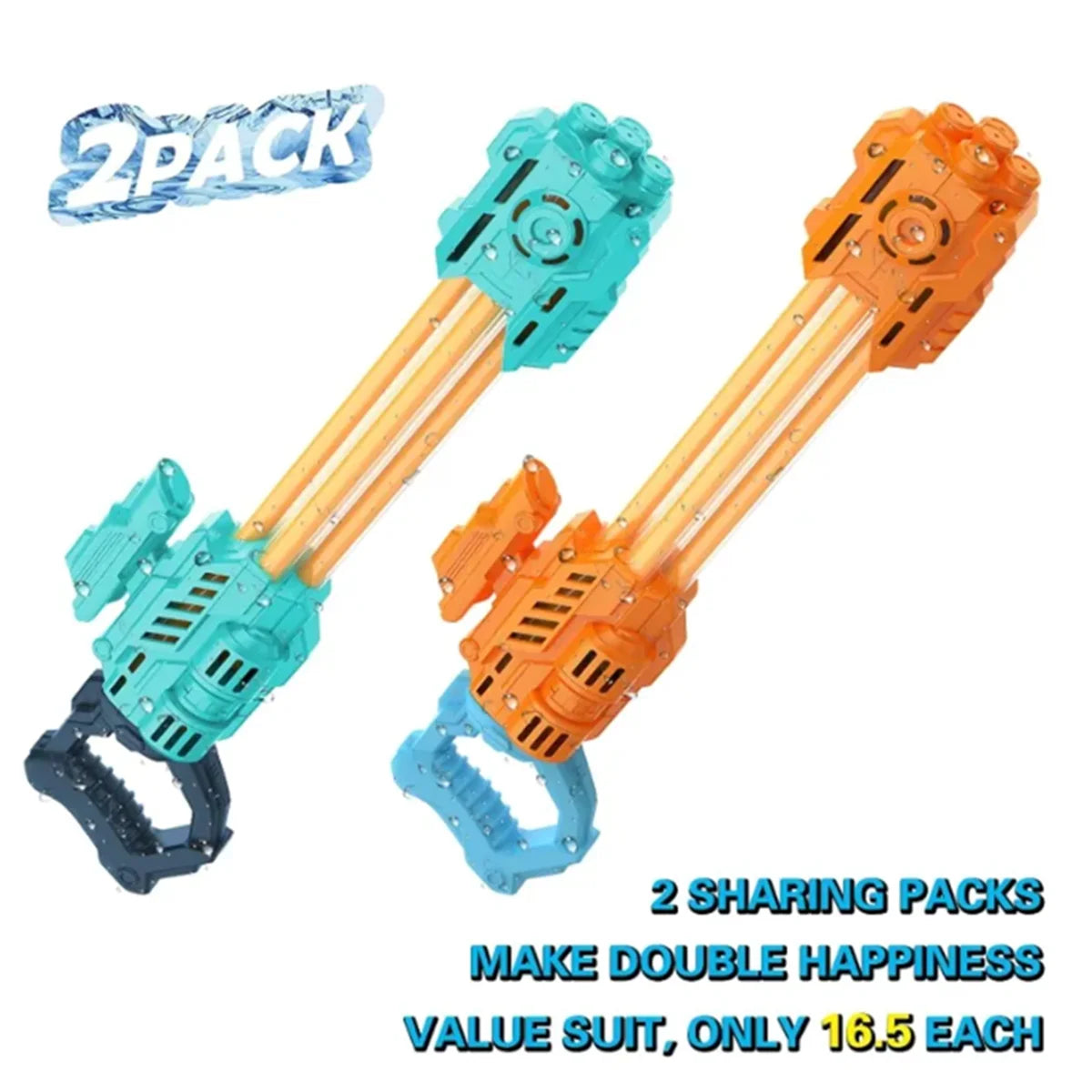 (Lot de 2) Pistolets à Eau Haute Pression pour Enfants et Adultes – Blasters d’Été pour Batailles d’Eau au Jardin et à la Plage