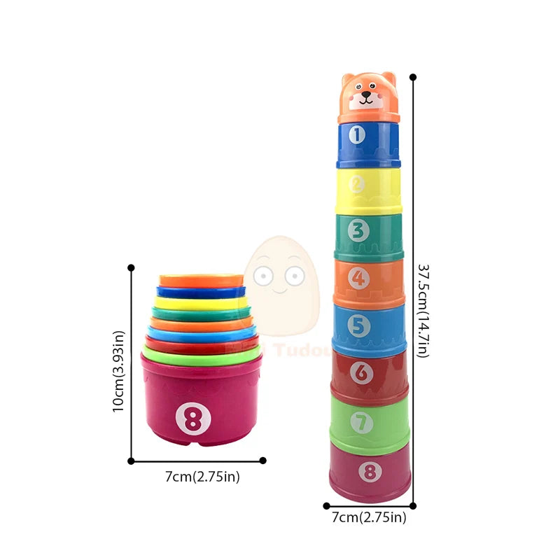 Baby Toys Stacking Cup Cartoon Early Educational Learning Color Number Nesting Sorting Bath Shower Play Water Sand Game For Kids King of Toys