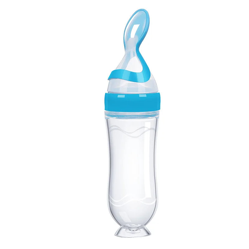 Biberon Cuillère Distributeur en Silicone 90ml pour Bébé - Outil d'Alimentation Sûr et Facile pour les Premières Purées