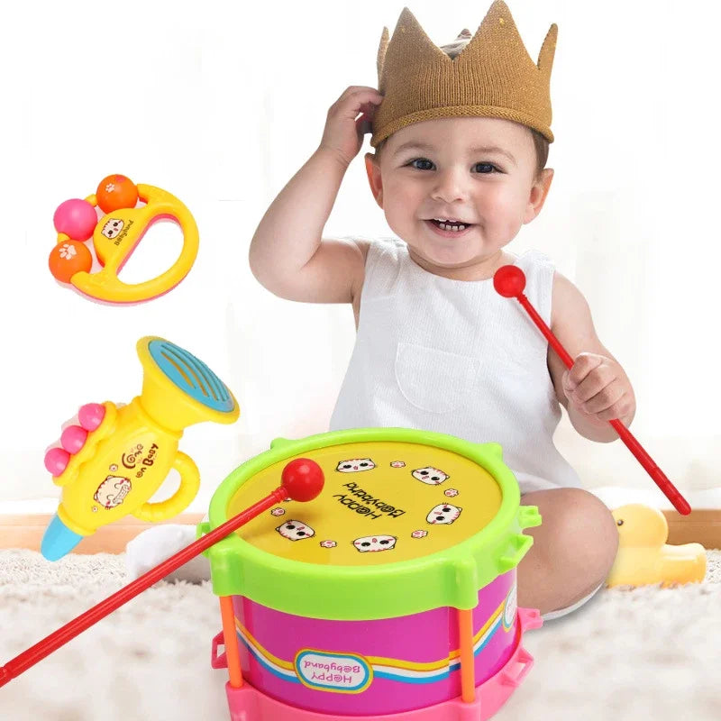 Kit de 5 Instruments de Percussion pour Enfants | Tambour, Trompette, Jouet Éducatif Apprentissage Précoce pour Enfants