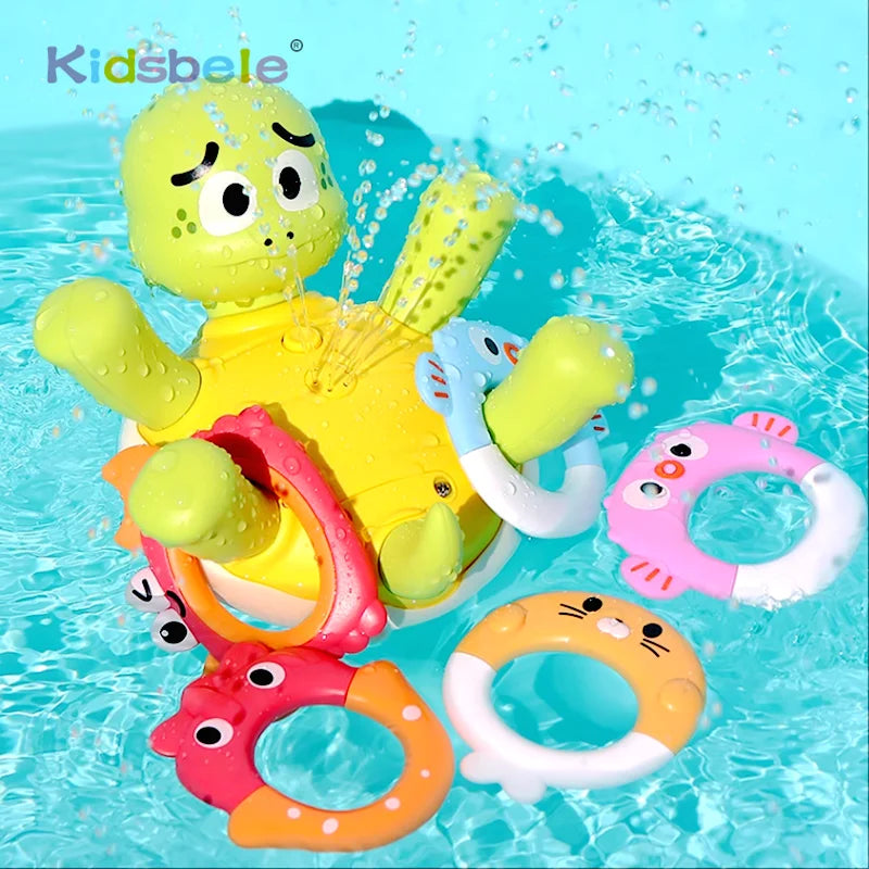 Tortue Arroseuse Jouet d’Été pour Bain Bébé – Jouet d’Eau Flottant avec 5 Anneaux pour Piscine & Douche