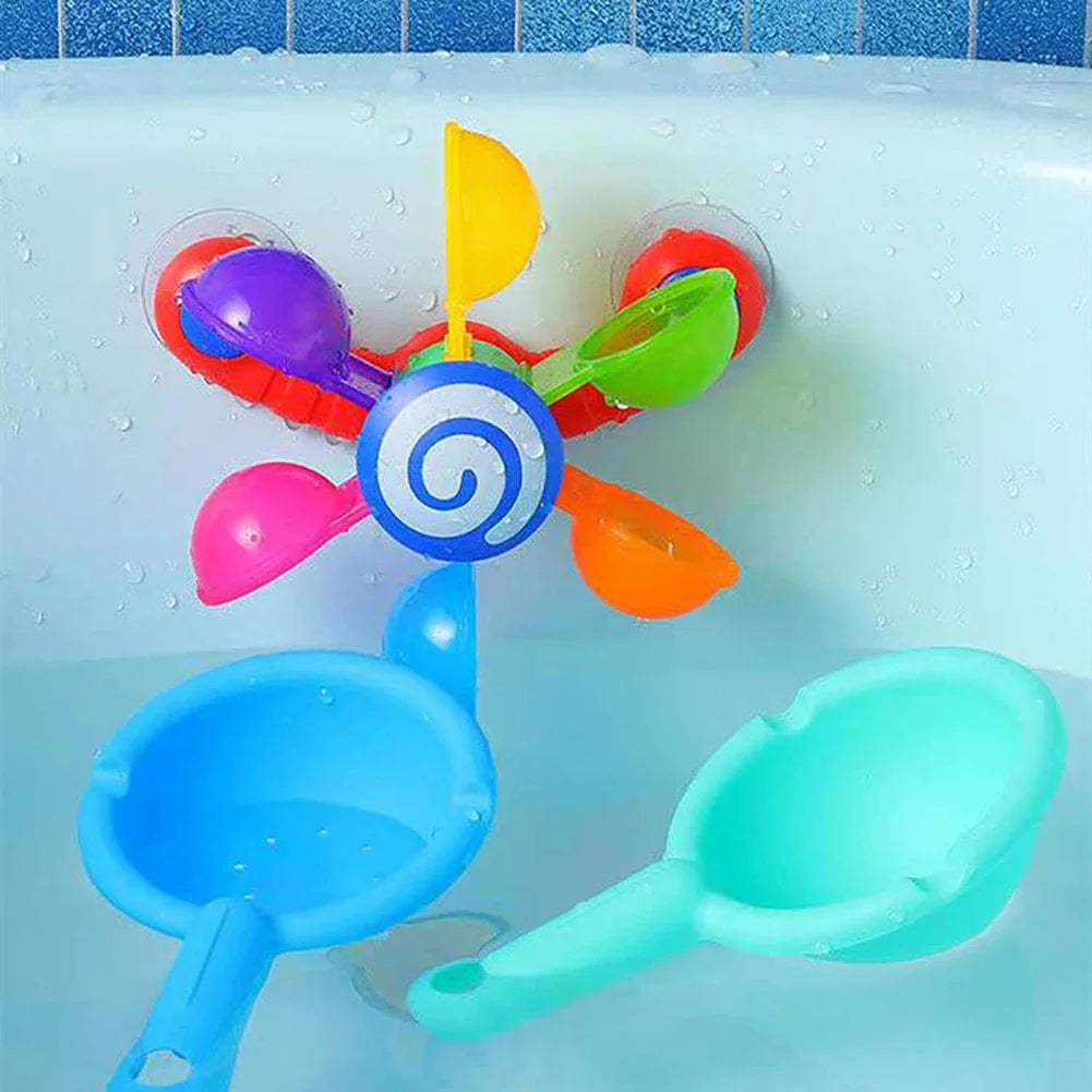 Jouet de Bain Roue à Eau Colorée – Set de Douche Rotatif à Ventouse pour Baignoire Bébé